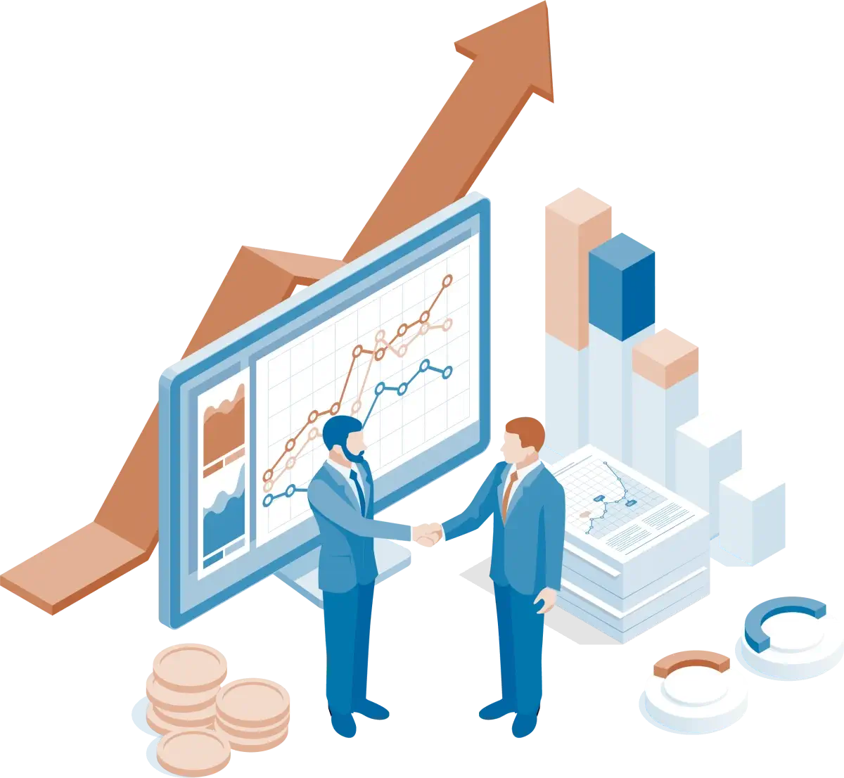 Vector graphic of two business partners shaking hands